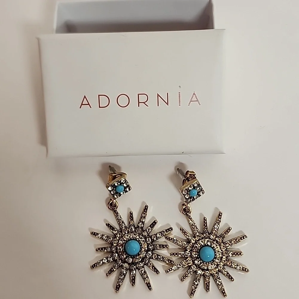 Adornia crystal & Blue Sunburst pierced earrings from Nordstrom. Bright & Bold